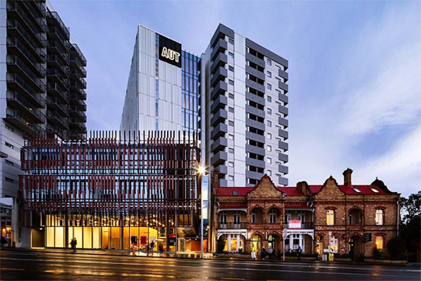 AUT City Campus WZ Building on a cloudy day